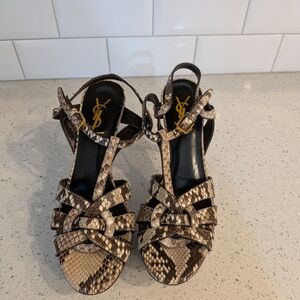 Yves Saint Laurent Women's Snakeskin Sandals - Brown